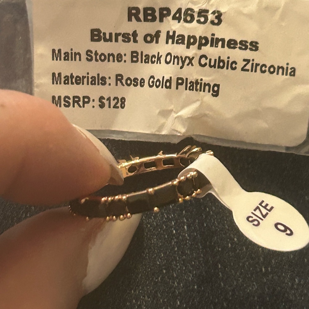 Burst of Happiness Rose Gold & Black Onyx Ring - Size 9